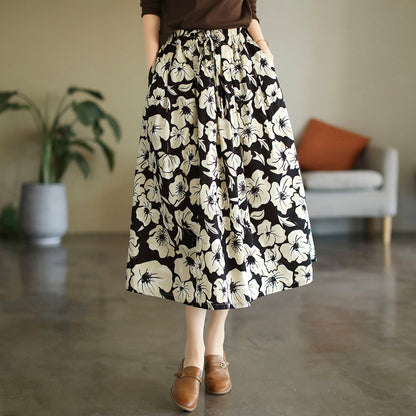 Cozy Retro Cotton A-line Skirt