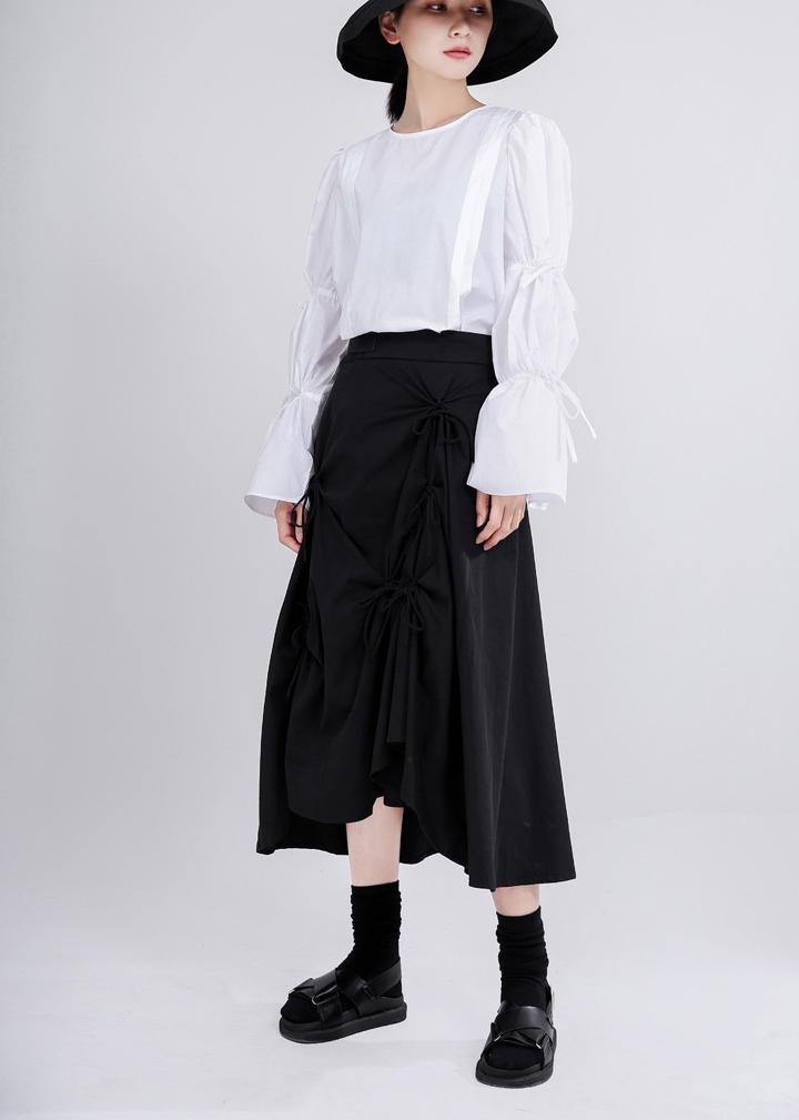 Black Cinched Low High Design Skirts Summer