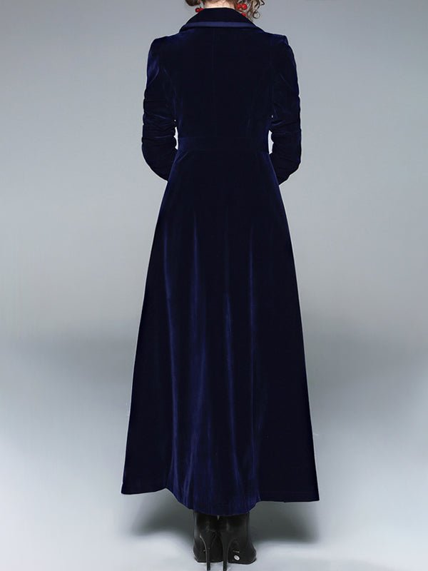 Coats Notched Lapel Velvet Coat