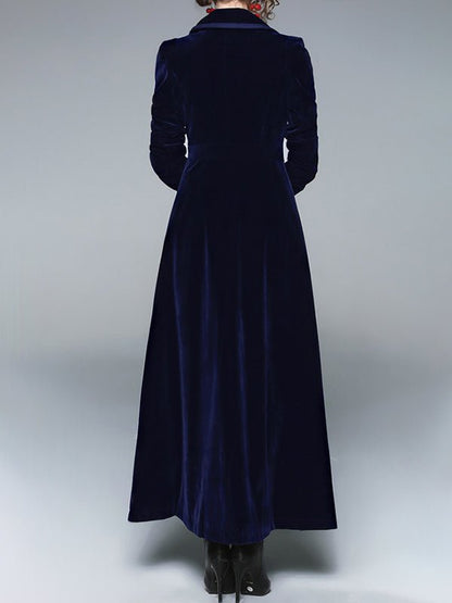 Coats Notched Lapel Velvet Coat