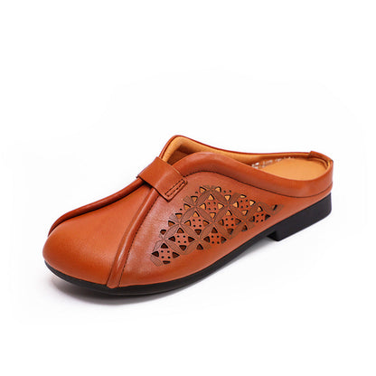 Hollow Leather Slippers
