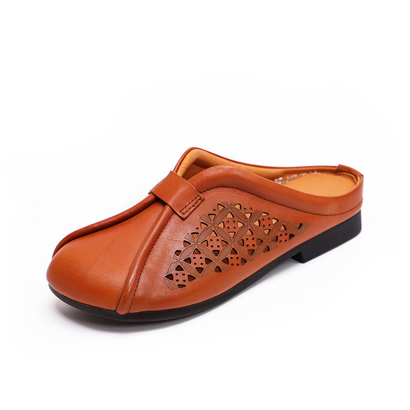Summer Hollow Leather Slippers