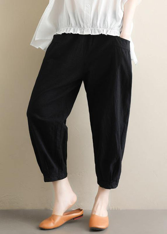 Black Jeans Elastic Waist Asymmetric Fabrics Pants