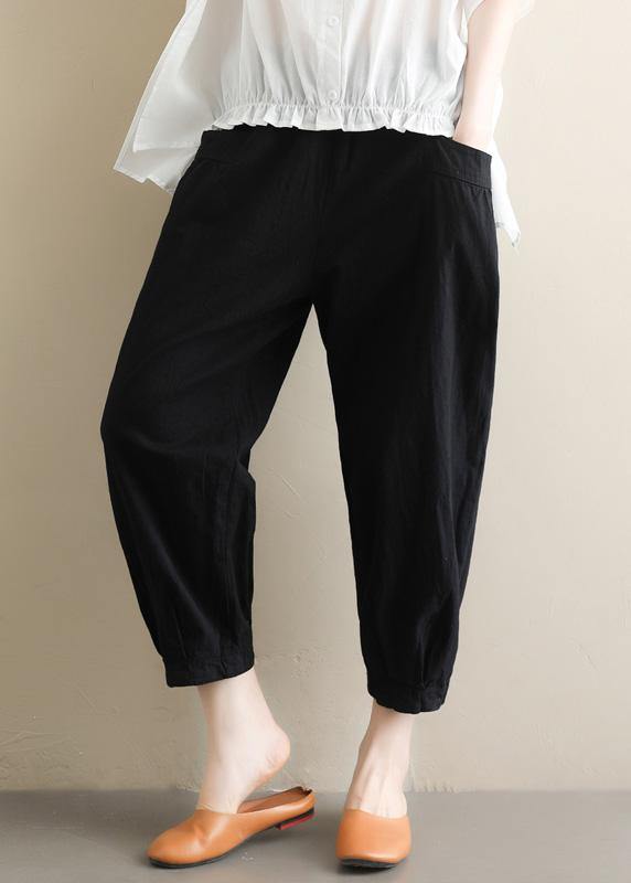 Black Jeans Elastic Waist Asymmetric Fabrics Pants