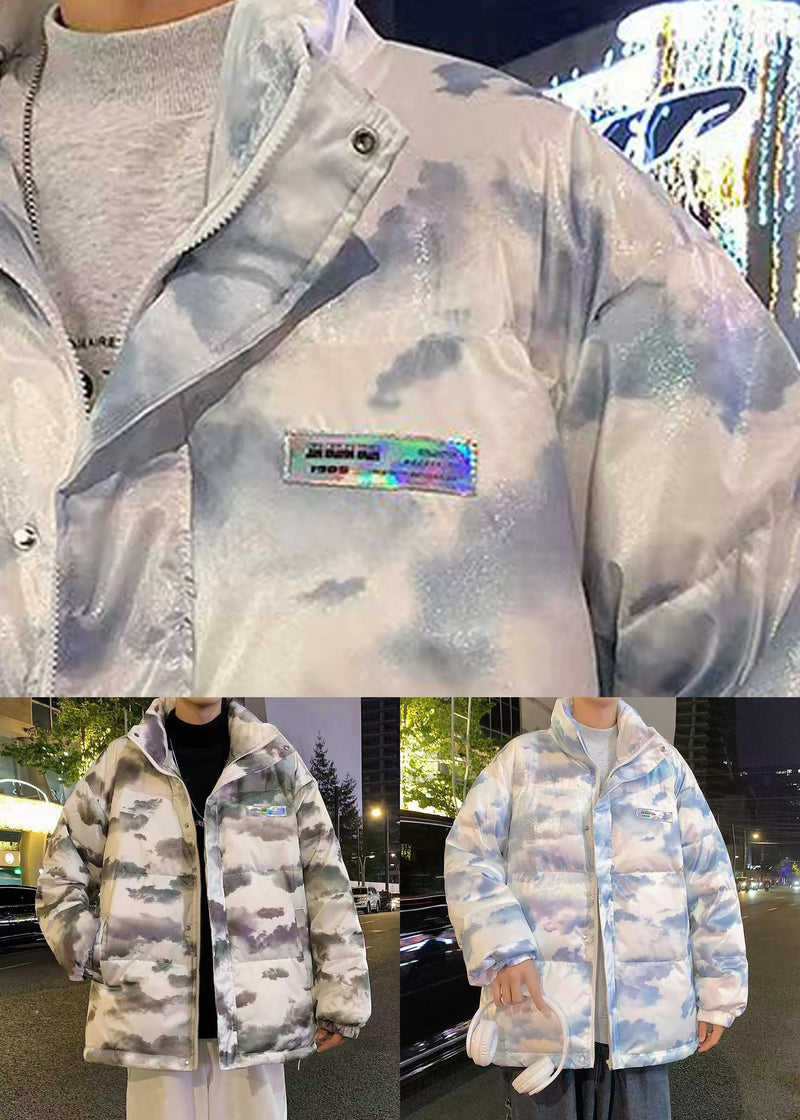 Grey Pockets Duck Down Down Coats Stand Collar Winter