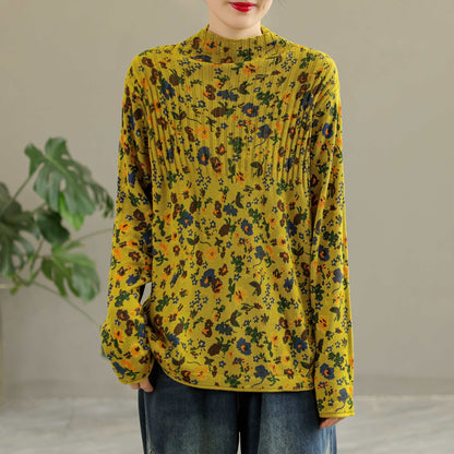 Retro Cotton High Collar Knitted Sweater
