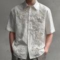 Men's Floral Lace Embroidered Vintage Linen Shirt elevenforest