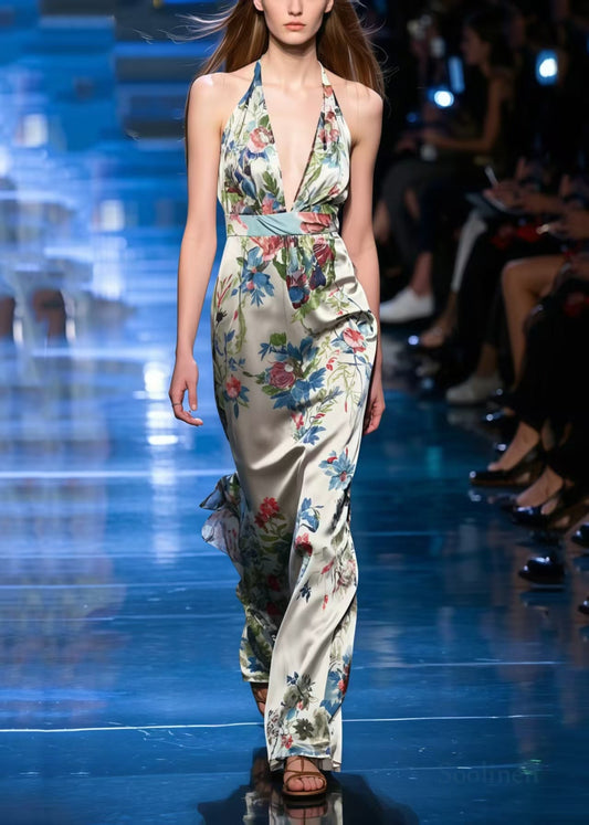 Print Silk Silm Fit Halter Dress Summer