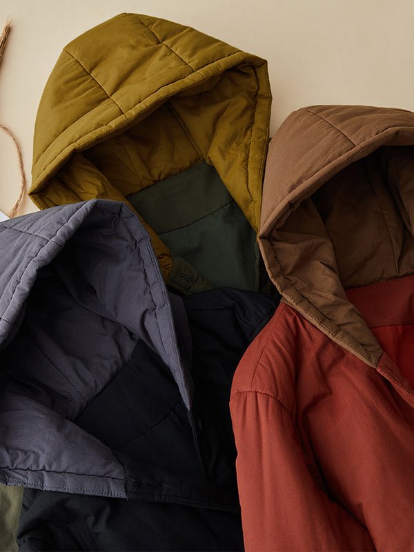 100% Natural Fabric Winter Warm Fleece Lined Pure Color Coat in One-size