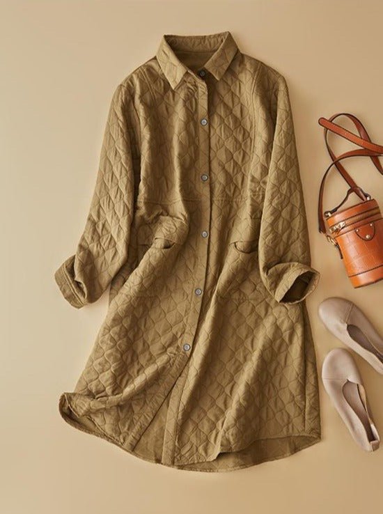 Long Sleeve Single Breasted Mid-length Coat in One-size