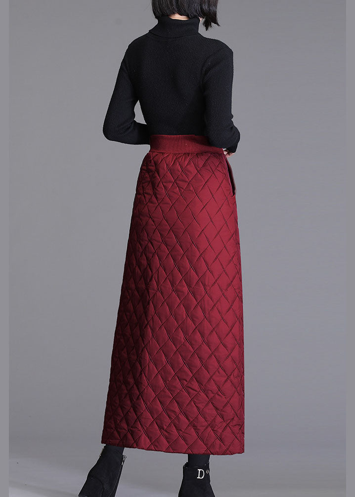Fitted Mulberry High Waist Zip Up Pockets Fine Cotton Filled Skirts Winter