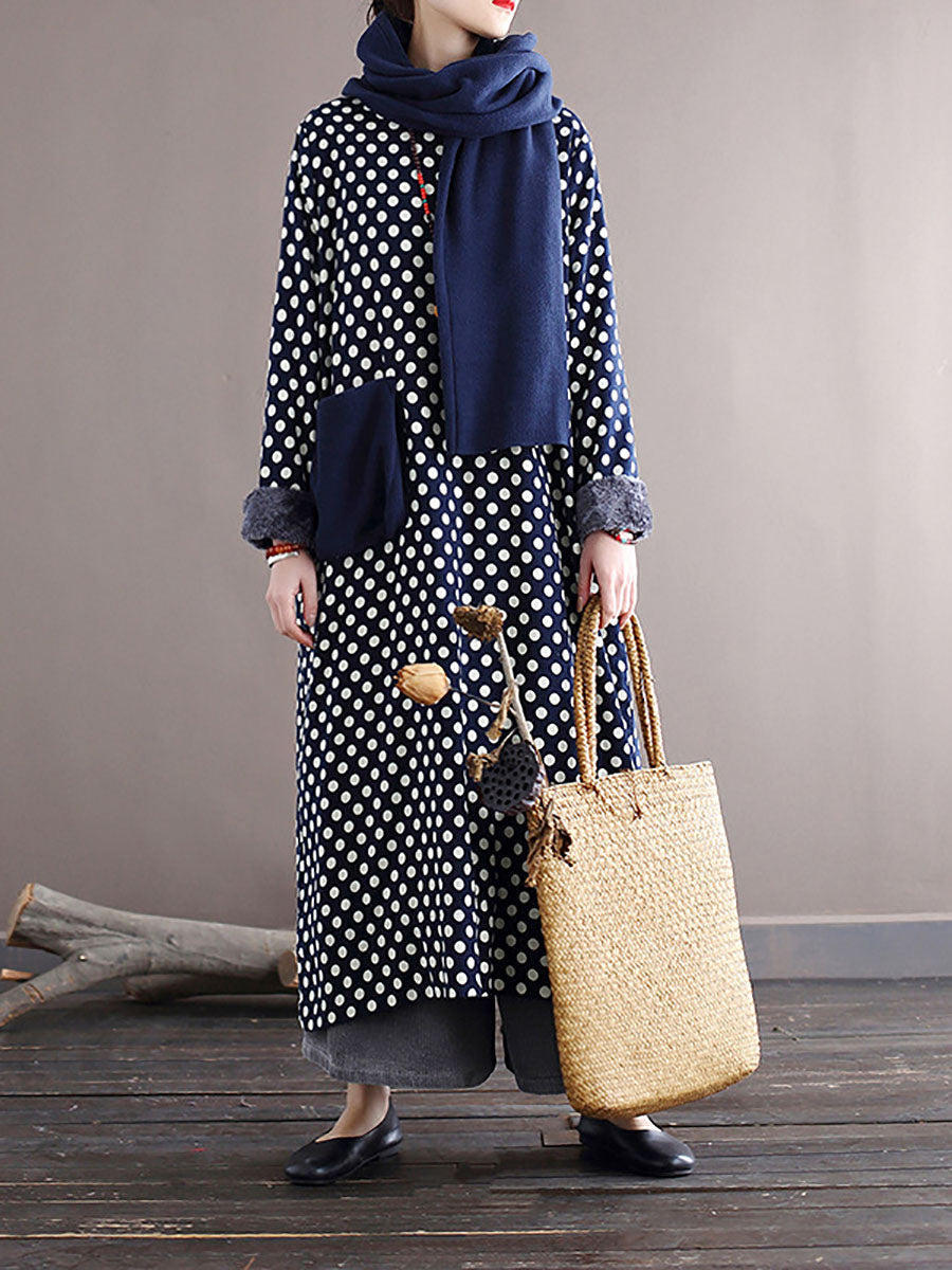 Dot Pocket Loose Thick Dress