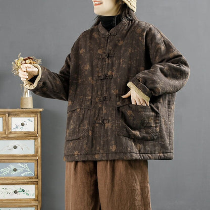 Winter Retro Cotton Linen Quilted Coat