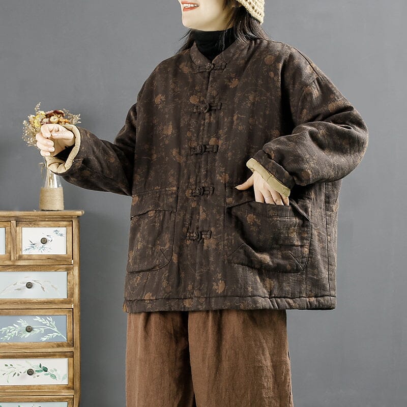 Winter Retro Cotton Linen Quilted Coat