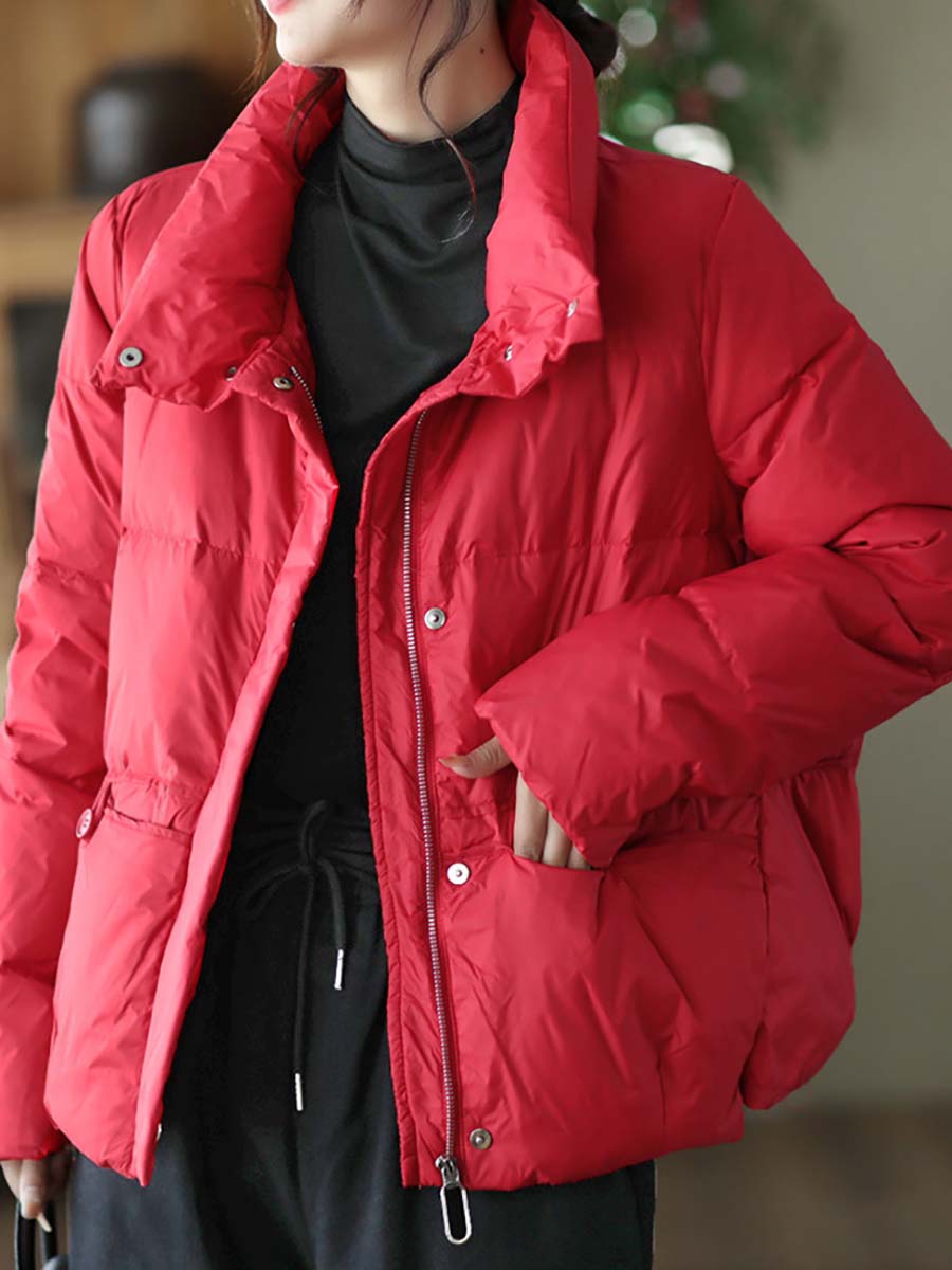 Zipper Pocket Warm Down Coat
