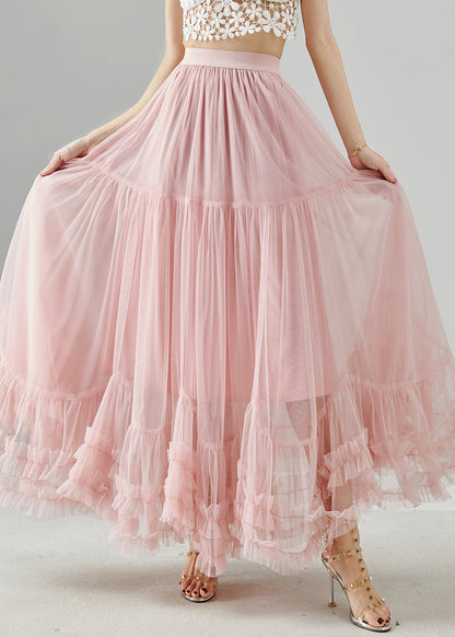 Pink Ruffled Exra Large Hem Tulle Skirt Fall