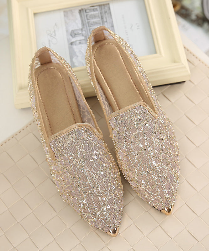 New Blue Breathable Hollow Out Flat Shoes Pointed Toe