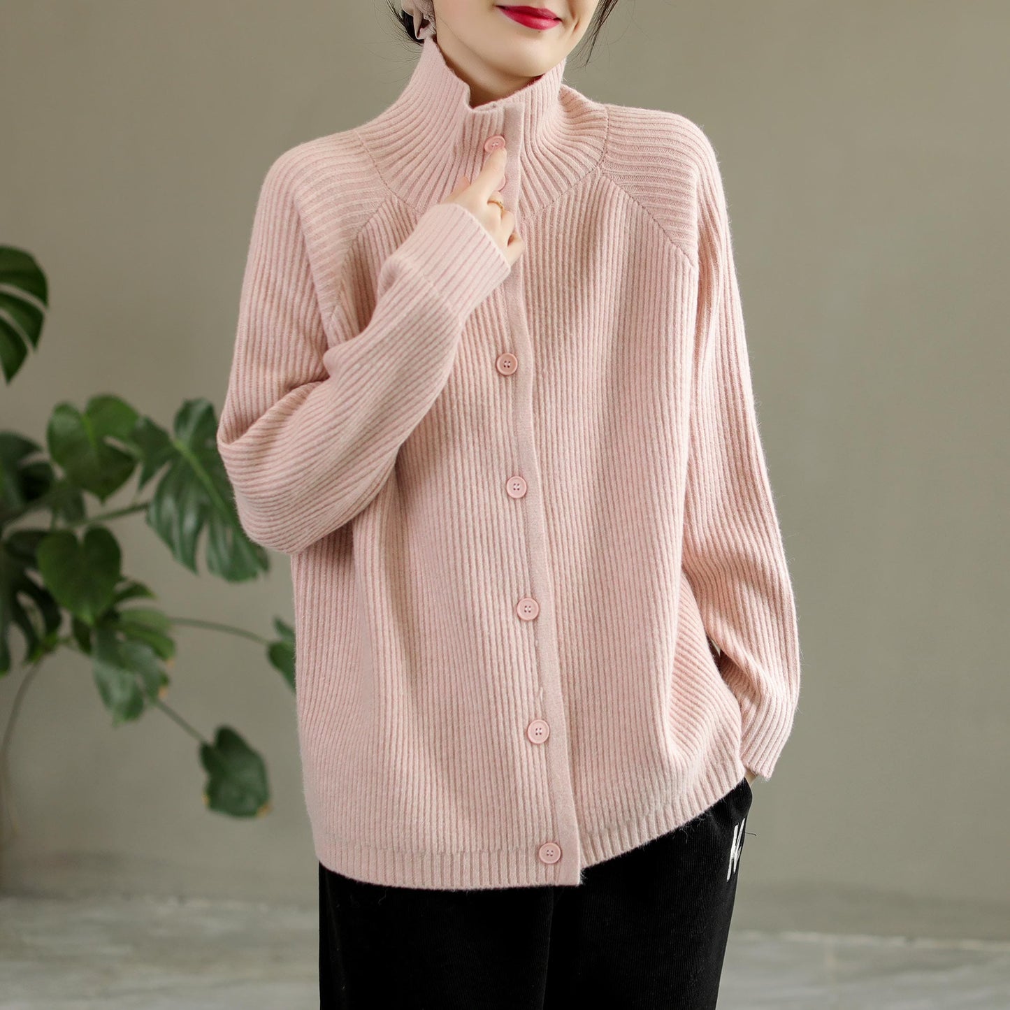 Autumn Winter Stripe Knitted Cardigan
