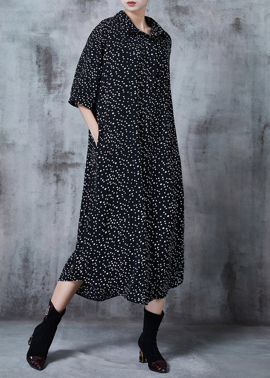 Black Oversized Print Chiffon Vacation Dresses Summer