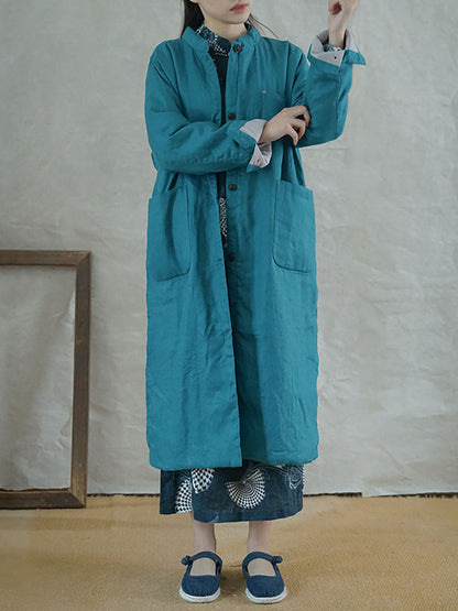 Winter Button Pocket Padded Coat