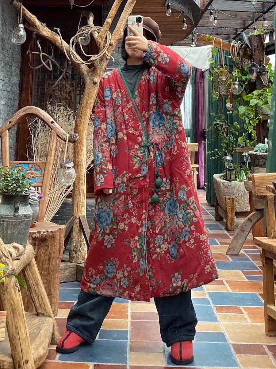 Print Button Shawl Coat