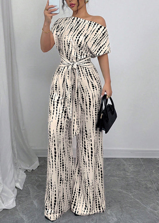 Beige Cold Shoulder Print Cotton Long Dresses Summer