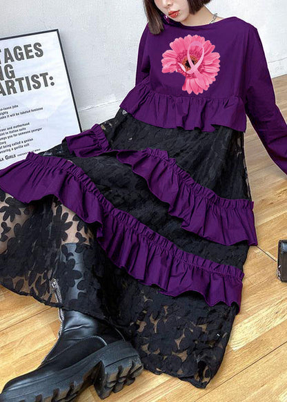 Black Ruffles Fall Lace Dresses