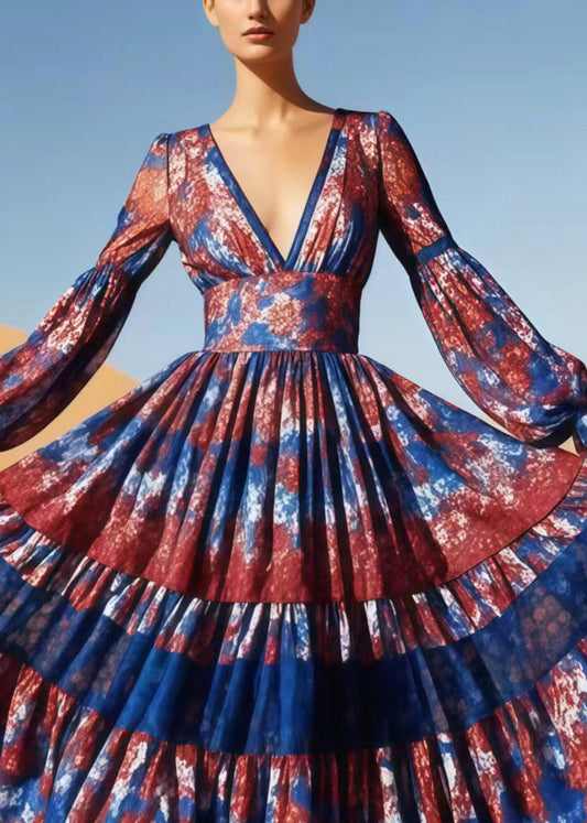 Print Exra Large Hem Cotton Vacation Dress Spring