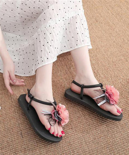 Pink Holiday Flat Sandals Splicing Peep Toe