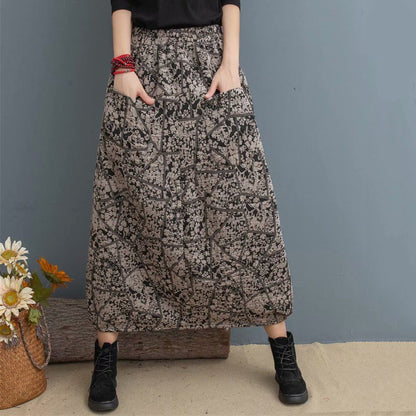 Printed Elastic Waist Skirt