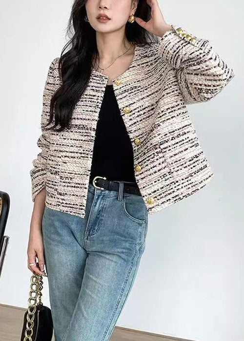 Apricot O Neck Button Patchwork Woolen Coats Fall