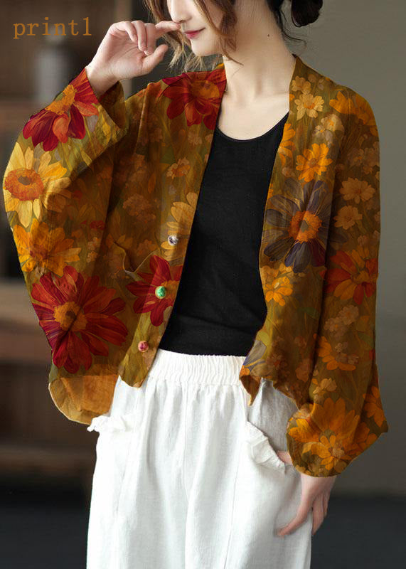 Fine Yellow Bat Wing Sleeve Pockets Coat Short