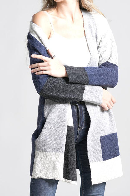 Knit Multi Color Long Sleeve Cardigan