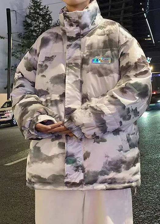 Grey Pockets Duck Down Down Coats Stand Collar Winter