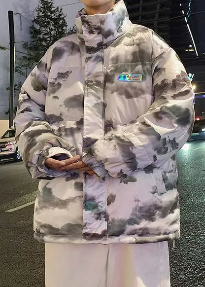 Grey Pockets Duck Down Down Coats Stand Collar Winter