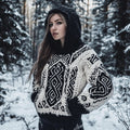 Women's Viking Celtic Knot Vintage Pocket Hooded Sweater elevenforest