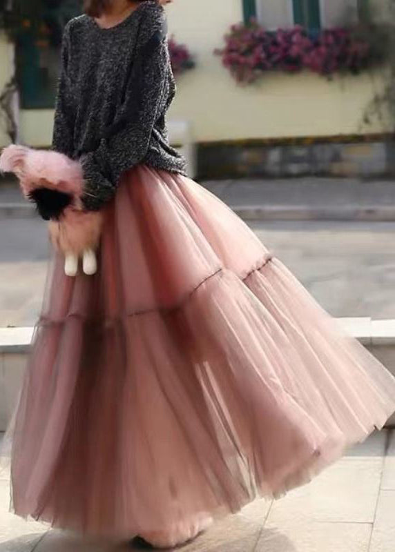 Purple Ruffled Tulle Cinched Circle Fall Skirt