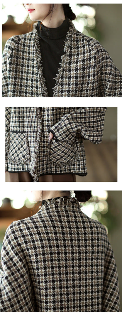 Fashionable Double-sided Woolen Short Frayed Coat
