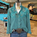 Women's Vintage Western Paisley Print Casual Long Sleeve Shirt elevenforest