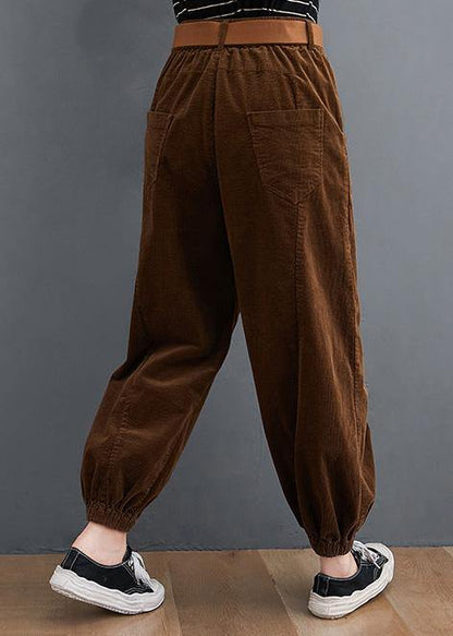 Pants Unique Chocolate Sewing Pockets Thick Pants
