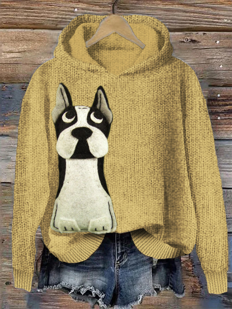 Comstylish Rolling Eyes Puppy Women's Hooded Sweater
