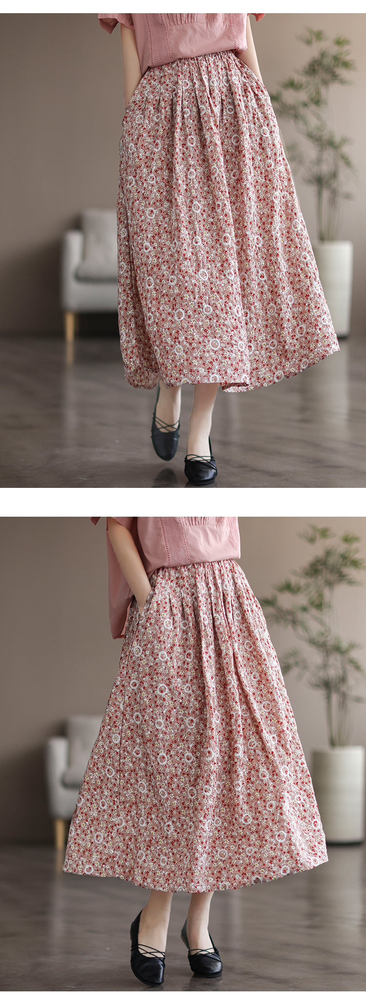 Literary Thin Large A-line Skirt