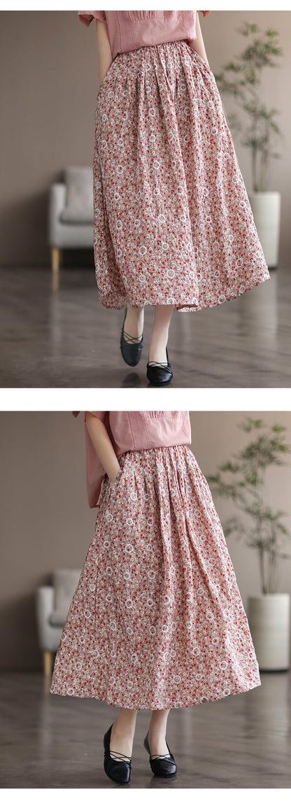 Literary Thin Large A-line Skirt