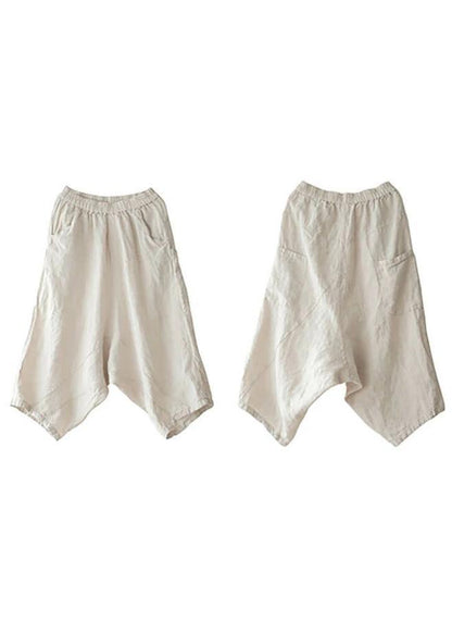Beige Color Linen Pocket Pants