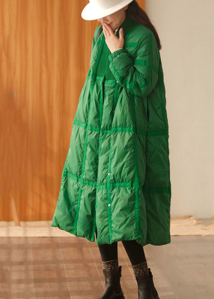 Black Patchwork Thick Duck Down Down Coat Oversized Winter