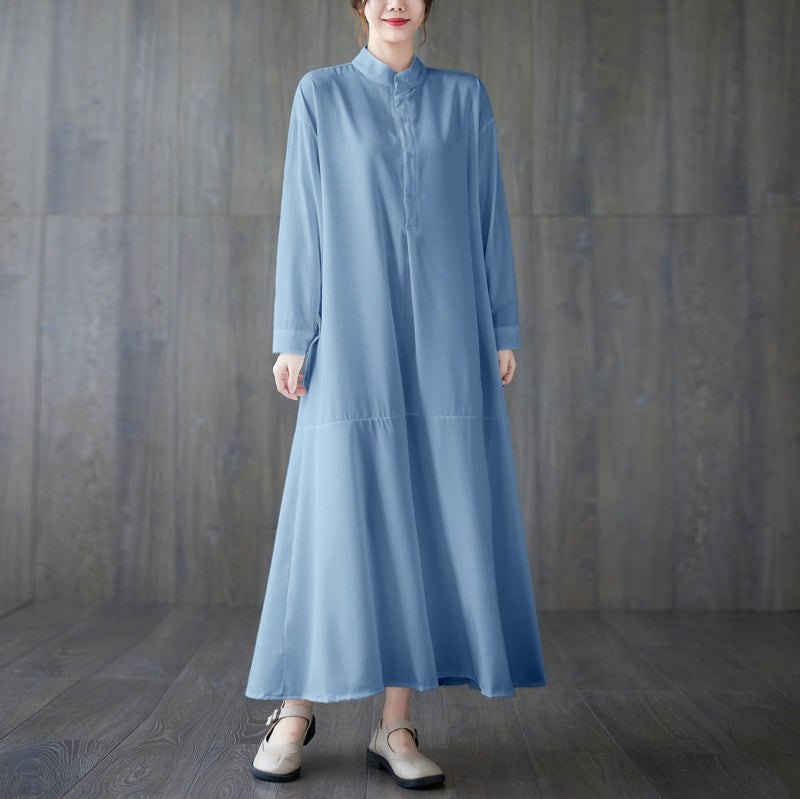 Loose Long Sleeve Cotton Dress
