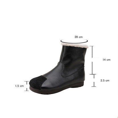 Zipper Splicing Leather Boots