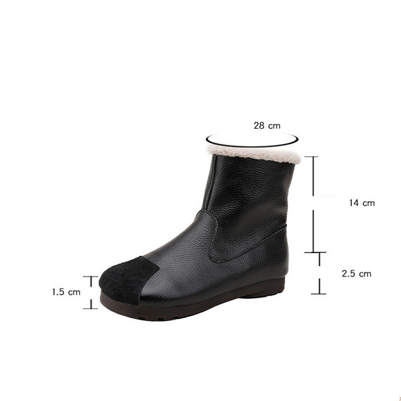 Zipper Splicing Leather Boots