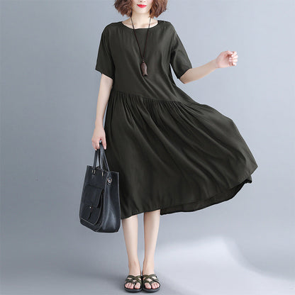 Boutique Black Long Cotton Dresses O Neck Clothing Dress Boutique Baggy Dresses
