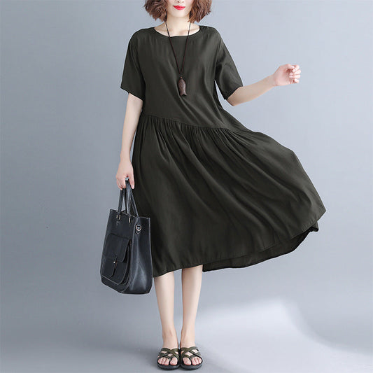 Boutique Black Long Cotton Dresses O Neck Clothing Dress Boutique Baggy Dresses